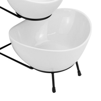 3 Tier Serving Set White Ceramic Bowls - M&W - 4