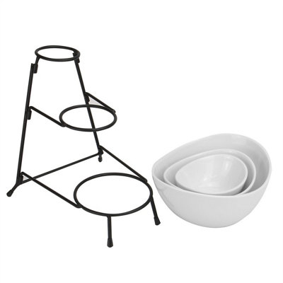3 Tier Serving Set White Ceramic Bowls - M&W - 6
