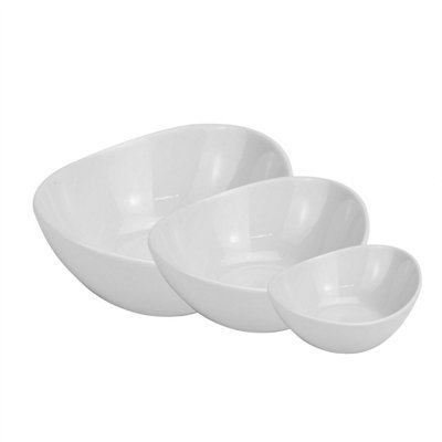 3 Tier Serving Set White Ceramic Bowls - M&W - 7