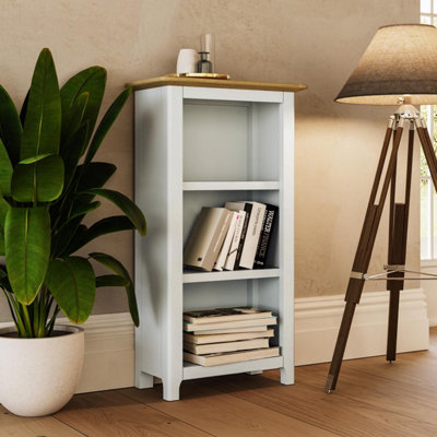 3 Tier Solid Oak Bookcase Cream Linen