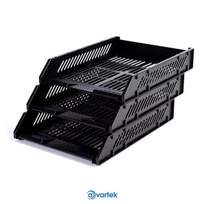 Pen Gear Stackable Plastic Letter Trays, Desktop File Organizers Black 2 Count