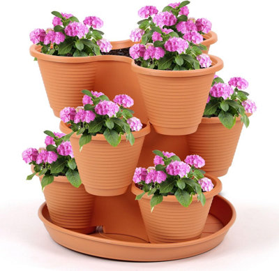3 Tier Stackable Strawberry, Herb, Flower & Vegetable Planter Vertical ...