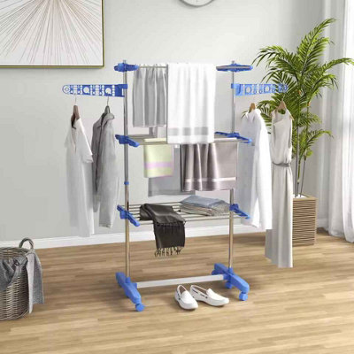 3-Tier Stainless Steel Clothes Drying Rack Large Foldable Airer