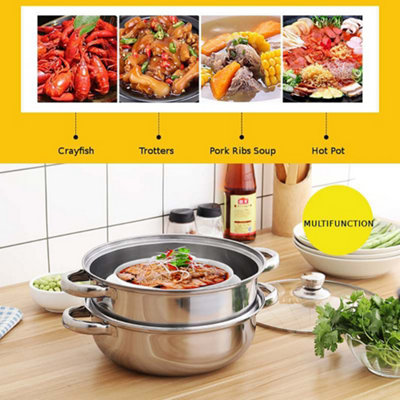 3 Tier Stainless Steel Steam Cooker & Pot - 28cm Diameter
