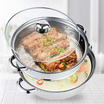 3 Tier Stainless Steel Steam Cooker & Pot - 28cm Diameter