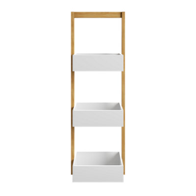 3 Tier Storage Caddy - White & Bamboo