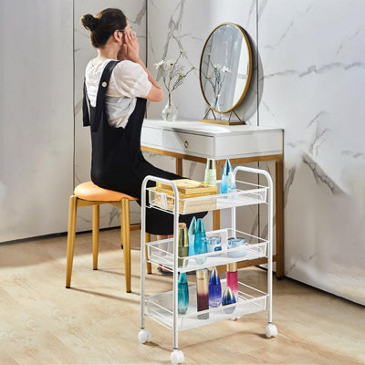 3 Tier Storage Trolley, Slide Out Rolling Utility Cart, Storage Shelf ...