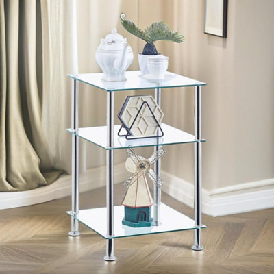 3 Tier Tempered Glass Side Table Living Room Furniture