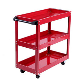 3-Tier Tool Storage Trolley Heavy Duty Garage Workshop Cart(Red)