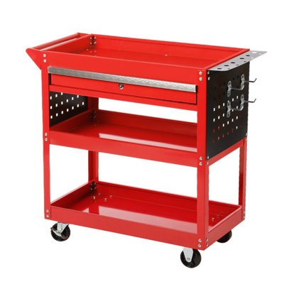 3 Tier Tool Storage Trolley on Wheels with drawers