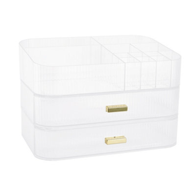 3-Tier Transparent Makeup Organizer with Drawers for Dresser and Bathroom - 4