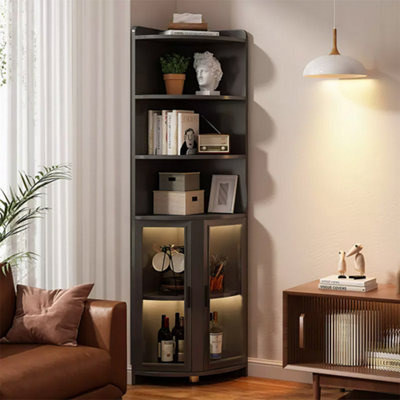 3 Tier Versatile Corner Shelves and Cabinets with Doors 181cm H