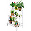 3 Tier White Foldable Wood Flower Stand for Multiple Plants for Garden Balcony 96 cm