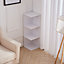 3 Tier White Freestanding Rectangle Corner Shelf Unit Organizer Storage Rack