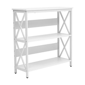 3 Tier White Narrow Console Table Sofa Couch Side Table with Storage Shelves for Entryway Hallway