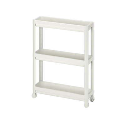 3 Tier White Trolley Kitchen Bathroom Storage Shelving Unit - W54xD18xH71 cm
