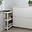 3 Tier White Trolley Kitchen Bathroom Storage Shelving Unit - W54xD18xH71 cm