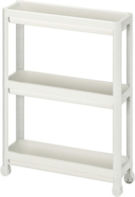 3 Tier White Trolley Kitchen Bathroom Storage Shelving Unit - W54xD18xH71 cm - 5