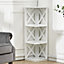 3 Tier White Wooden Corner Shelf Rack Shelf Bookcase Standing Living Room Shelving Unit