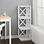 3 Tier White Wooden Corner Shelf Rack Shelf Bookcase Standing Living Room Shelving Unit