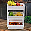 3 Tier White Wooden Slatted Vegetable Fruit Rack Kitchen Storage Holder 54cm