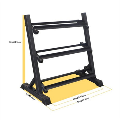 3 Tier Wide Dumbbell Rack Weight Stand Storage Hex Heavy Duty Home Gym ...