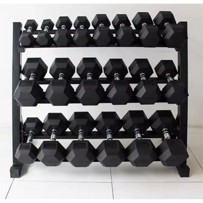 3 Tier Wide Dumbbell Rack Weight Stand Storage Hex Heavy Duty Home Gym ...