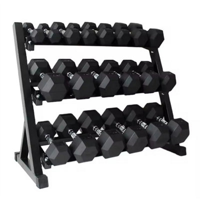 3 Tier Wide Dumbbell Rack Weight Stand Storage Hex Heavy Duty Home Gym ...