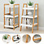 3 Tier Wood Book Shelf Trapezoidal Tower Bookcase for Living Room 75cm(H)