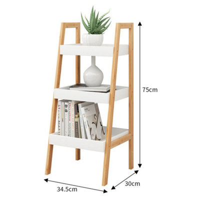 平棚 900x350x 300 3 Tier Wood Book Shelf Trapezoidal Tower Bookcase for Living Room
