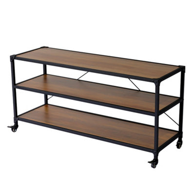 3-Tier Wood Storage Rack with Wheels