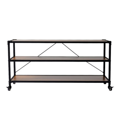3-Tier Wood Storage Rack with Wheels
