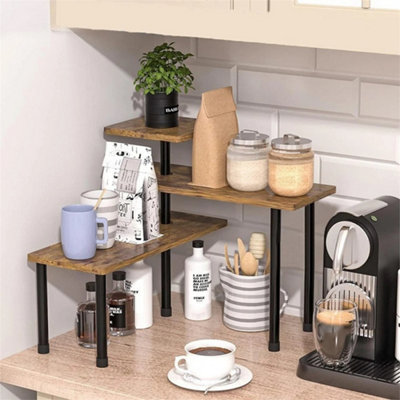 3-Tier Wooden Corner Shelf Kitchen Countertop Organizer