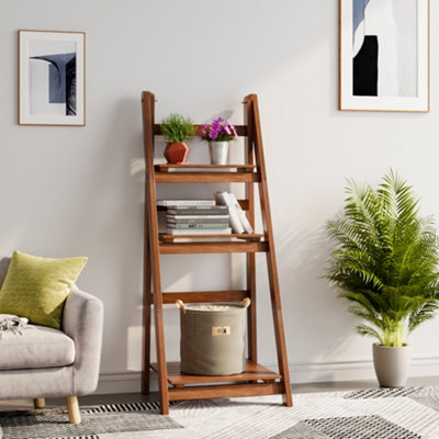 3 Tier Wooden Plant Stand Holder Foldable Ladder Shelf for Multiple ...