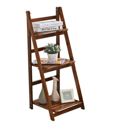 3 Tier Wooden Plant Stand Holder Foldable Ladder Shelf for Multiple Plants Flower Display Shelf for Patio Garden