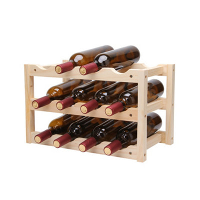 3 Tiers Creative Folding Solid Wood Wine Rack