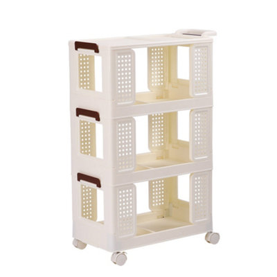 3 Tiers Foldable Kitchen Bathroom Storage Shelf Slim Trolley Cart - 3