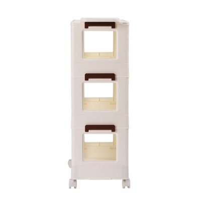 3 Tiers Foldable Kitchen Bathroom Storage Shelf Slim Trolley Cart - 4
