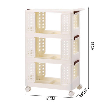 3 Tiers Foldable Kitchen Bathroom Storage Shelf Slim Trolley Cart - 6