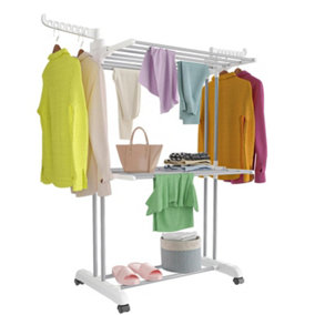 3 Tiers Foldable Stainless Steel Clothes Airer Drying Rack for Indoor Outdoor-White