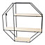 3 Tiers Modern Octagonal Metal and Wood Floating Decorative Wall Shelf Display Unit