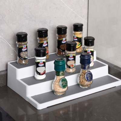 3 Tiers Non Skid Spice Jar Rack Storage Organizer for Kitchen