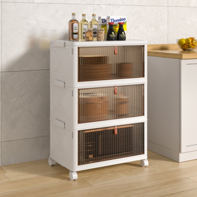 3 Tiers Thicken Stackable Foldable Plastic Closet Shoe Storage Box with ...