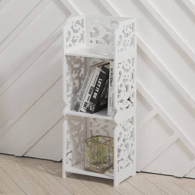 3 Tiers White Storage Display Shelving Unit Bookcase 80cm