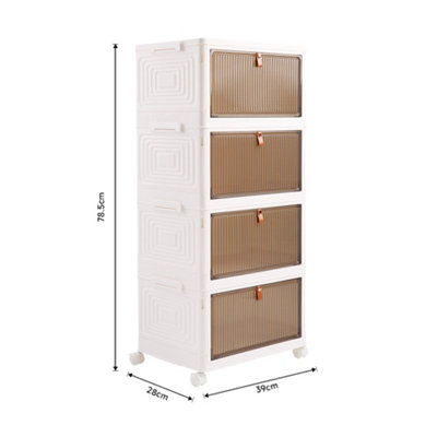 3 Tiers White Thicken Stackable Foldable Plastic Closet Shoe Storage ...