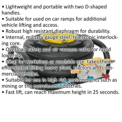 3 Tonne Air Operated Fast Jack - 3 Stage Lift - Lightweight Roadside Air Lift