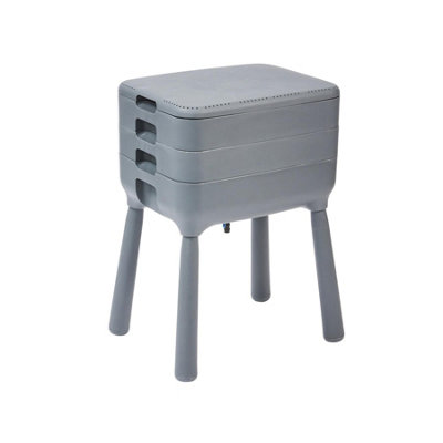 3-Tray Wormery - Stackable Compost Bin with Tap, Lid, and Moisture Mat ...
