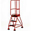 3 Tread Mobile Warehouse Steps & Guardrail RED 1.7m Portable Safety Stairs