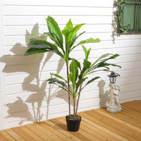 3 Trunk Artificial Asplenium nidus Tree Fake Plant Indoor Plant in Black Pot 105 cm