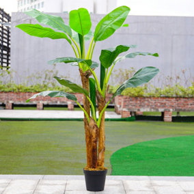 3 Trunk Artificial Plant Fake Banana Tree House Plant in Pot 180 cm